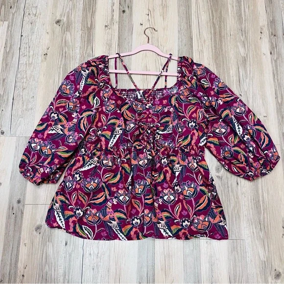 Cato Pink Colorful Floral Puffy Sleeves Blouse sz 18/20W - Picture 6 of 9